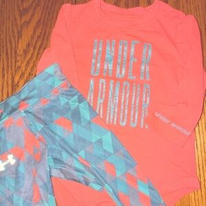 Under Armour Infant Girls 6/9 months Outfit Long Sleeve Onesie Leggings BU